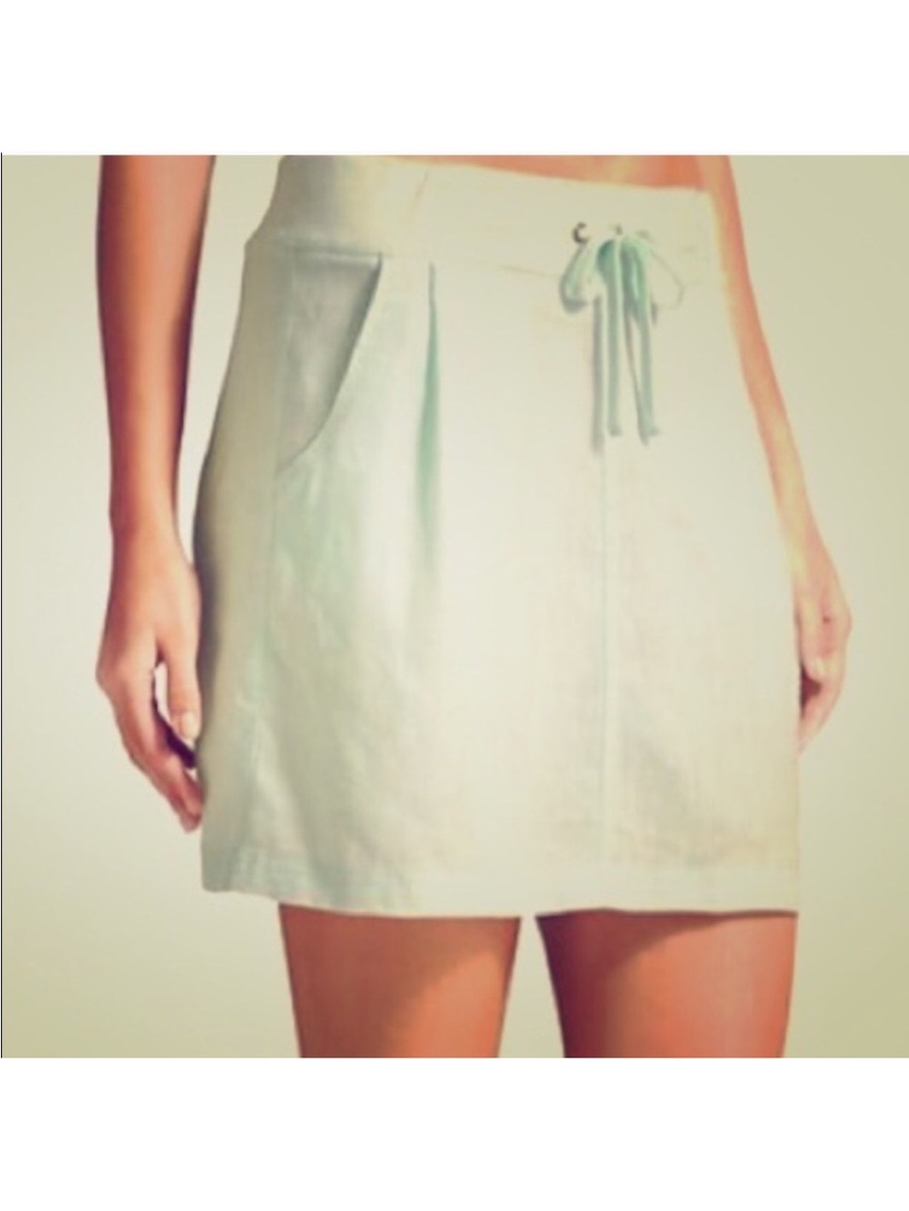 Athleta Seline Linen Water Blue Skirt